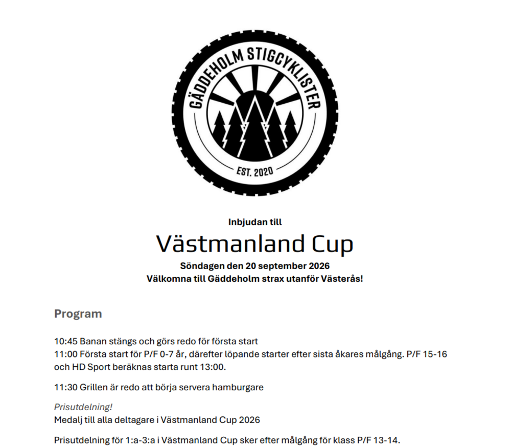 Västmanlandscup - Gäddeholm 20 Sept